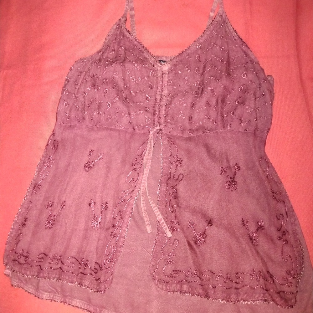 Pink Sleeveless Camisole with Tie Front